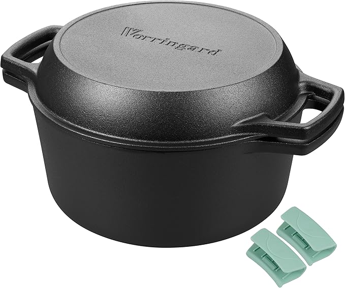 VORRINGARD Pre-seasoned Cast Iron Double Dutch Oven Pot by Unknown