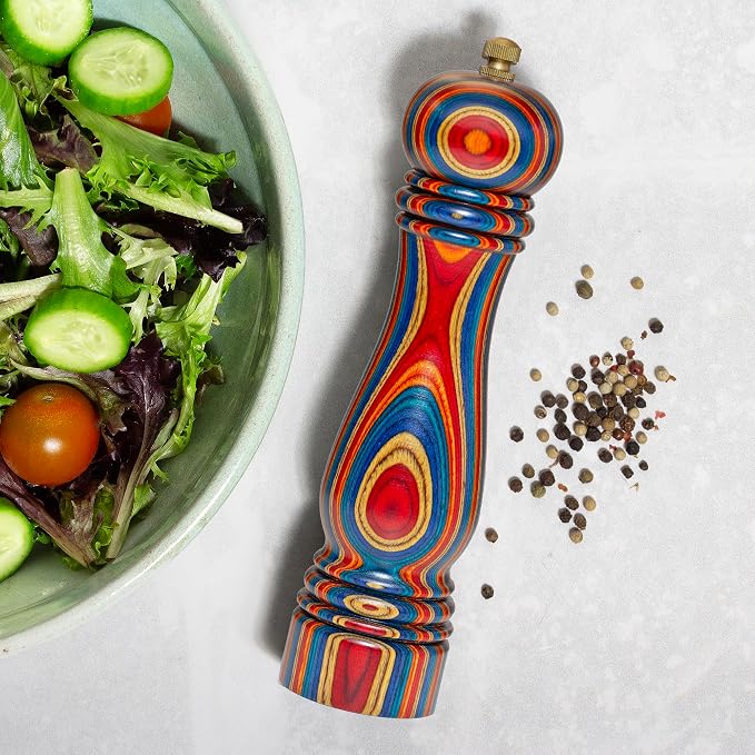 Baltique Montego Bay Pepper Grinder – 8 Inch Colorful Wooden Pepper Mill - Image 2