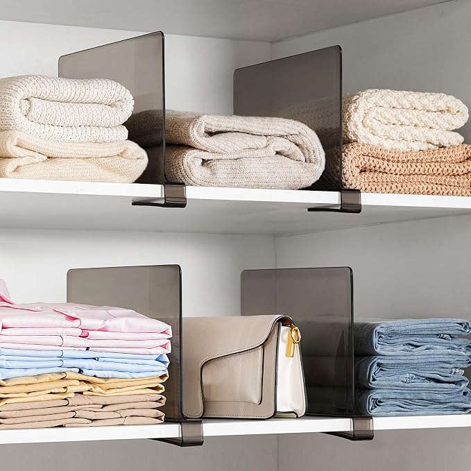 HBlife 6 Pack Grey Shelf Dividers, Vertical Purse Organizer - Image 8
