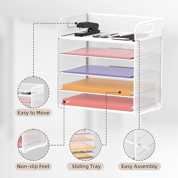 2 Pack 5-Tier White Desk Organizer - Image 3