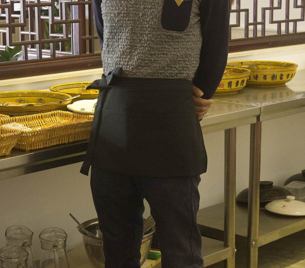 Resist water 3 big Pockets Waist Server Apron Kitchen Restaurant