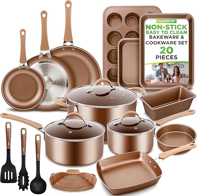 NutriChef 20-Piece Pots and Pans Set Non Stick – Induction Cookware Set by NutriChef%E2%84%A2Kitchen