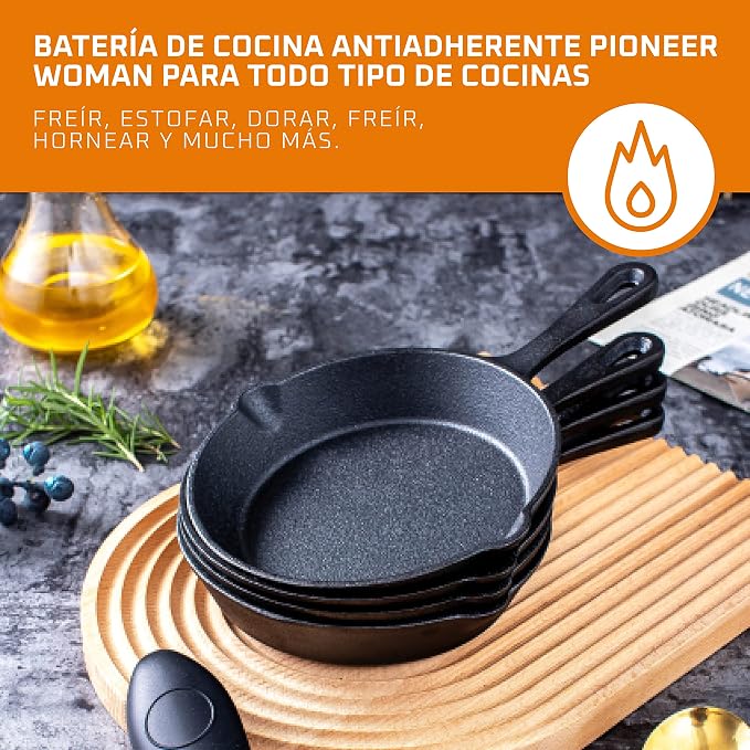 Bruntmor Cast Iron Frying Pan Set of 4-6x4 Inch Black Pre-Seasoned Skillets - Image 5