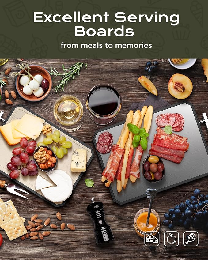 SNOWCLAD Stainless Steel Cutting Board, Double Sided Steel Bread Boards - Image 2