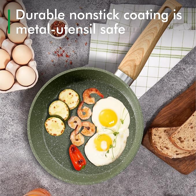 MAISON ARTS Pots and Pans Set Non Stick, 12 Piece Green Granite Kitchen - Image 3