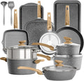 DishDelight 17 Piece Pots and Pans Set Non Stick, Granite Nonstick Cookware Set by DishDelight