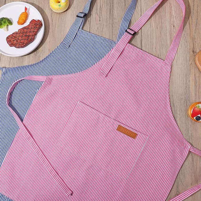 2 Pack Stripes Kids Apron, Kids Cooking Aprons - Image 6