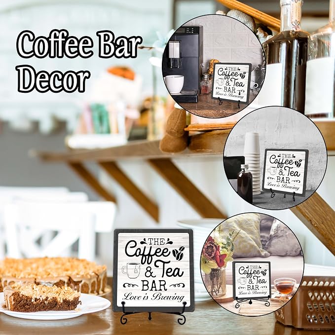 Coffee Bar Sign, Love is Brewing Farmhouse Tabletop Decor, Coffee and Tea Lover - Image 3