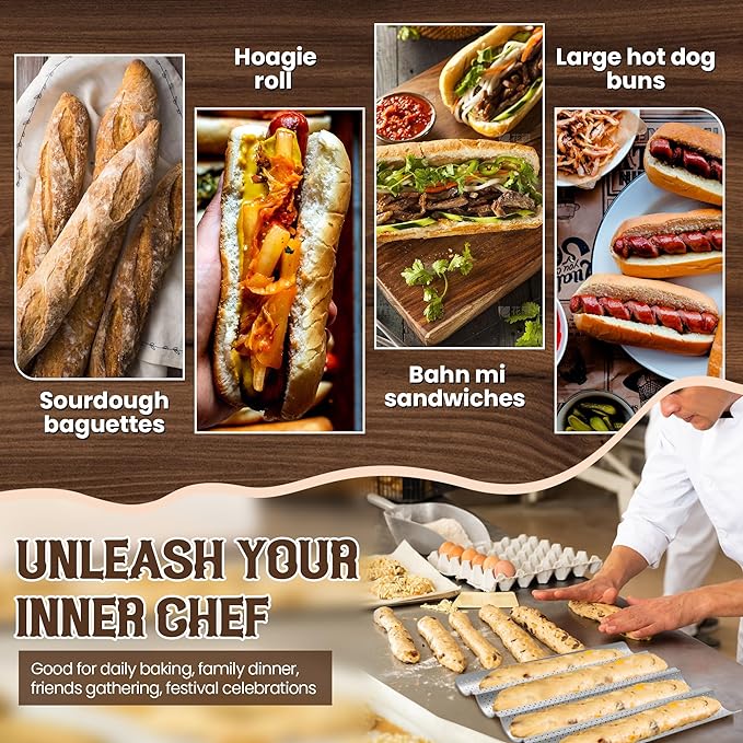 Pavsrmy Baguette Bread Pan, Premium Nonstick Perforated Baguette Pan - Image 7