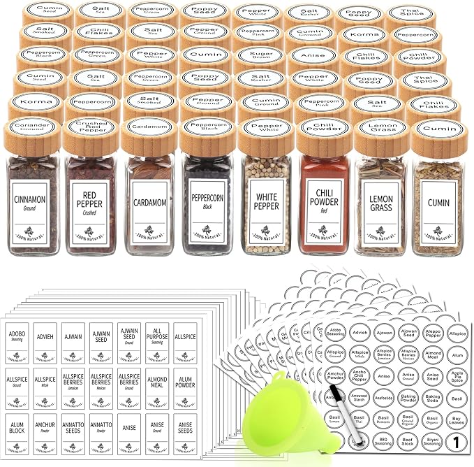 SWOMMOLY 48 Glass Spice Jars by SWOMMOLY