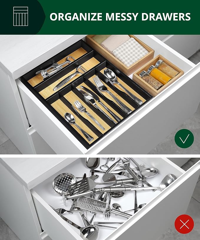 ROYAL CRAFT WOOD Luxury Bamboo Kitchen Drawer Organizer - Image 5