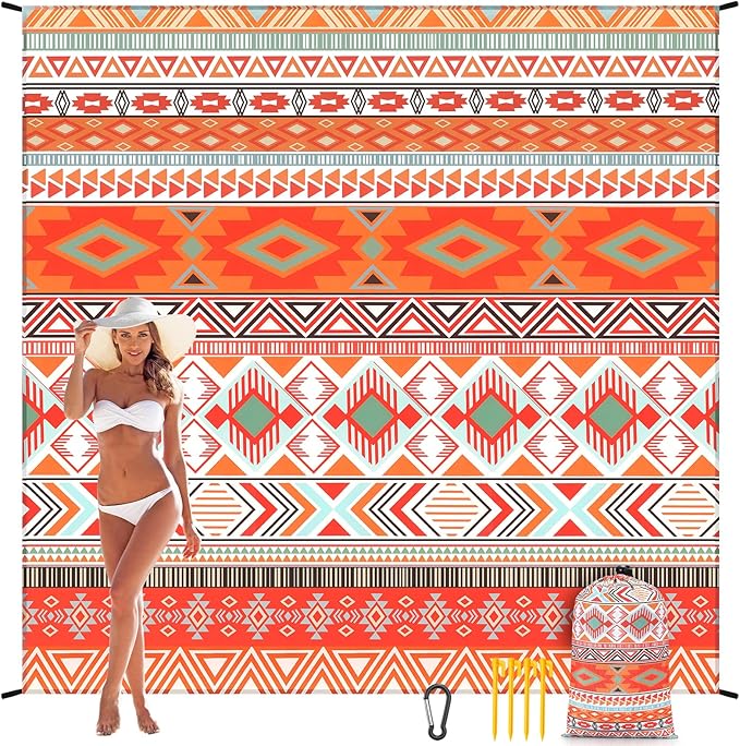 WIWIGO Beach Blanket Waterproof Sandproof Beach Mat 79" X 83"/10'x9'for 2-8 by WIWIGO