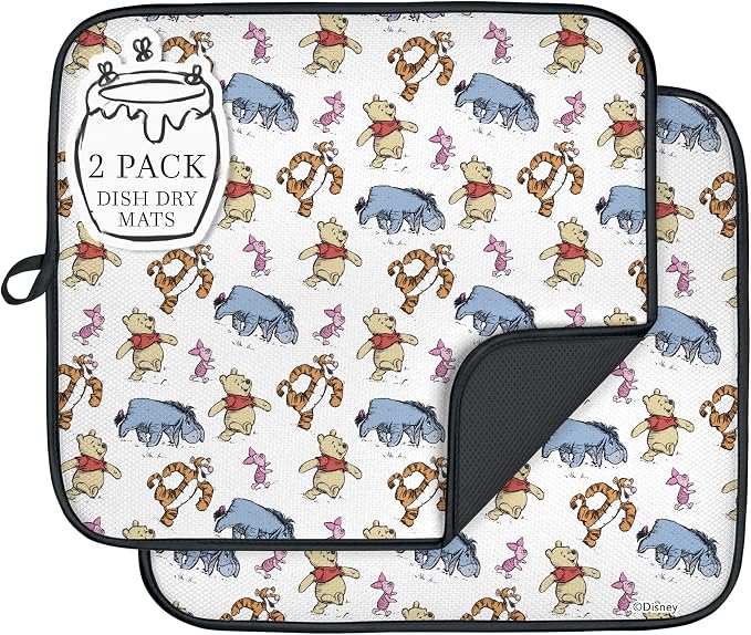 Disney Dish Drying Mats for Kitchen Counter – 16" x 18" Absorbent Kitchen by BestBrands