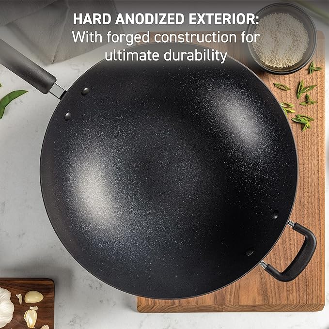 T-Fal Ultimate Hard Anodized Nonstick Wok 14 Inch, Oven Broiler Safe 350F - Image 2