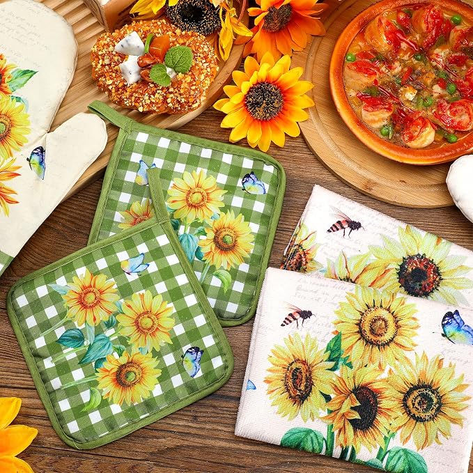 Leinuosen 6 Novelty Sunflower Kitchen Towels Kitchen Decor and Accessories Set - Image 7