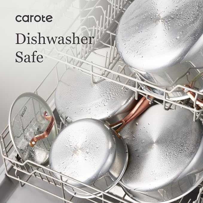 CAROTE 21pcs Tri-Ply Stainless Steel Cookware Set, Pots and Pans Set, Non Toxic - Image 8