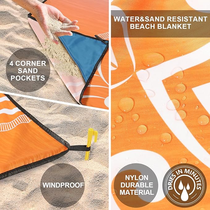 HIHOHO Beach Blanket Waterproof Sandproof Extra Large Beach Mat 79" X - Image 4