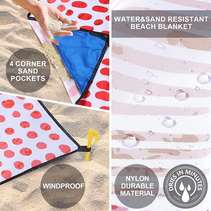 HIHOHO Beach Blanket Waterproof Sandproof Extra Large Beach Mat 79" X - Image 3