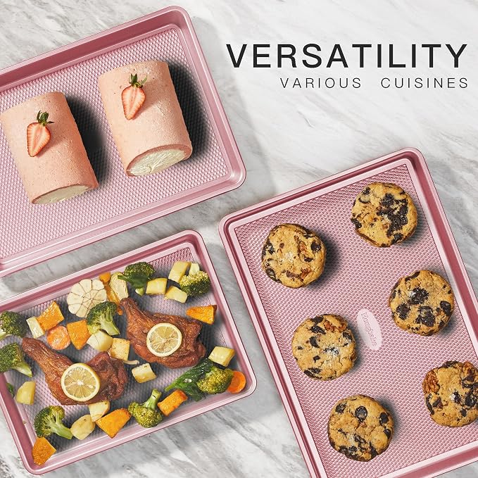 HONGBAKE Baking Sheet Pan Set, Cookie Sheets - Image 3