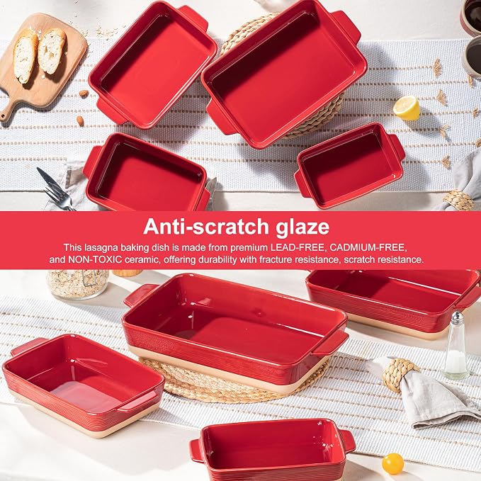 Dafuceramic Casserole Dishes for Oven, Baking Dishes, Ceramic Bakeware Sets of 4 - Image 4