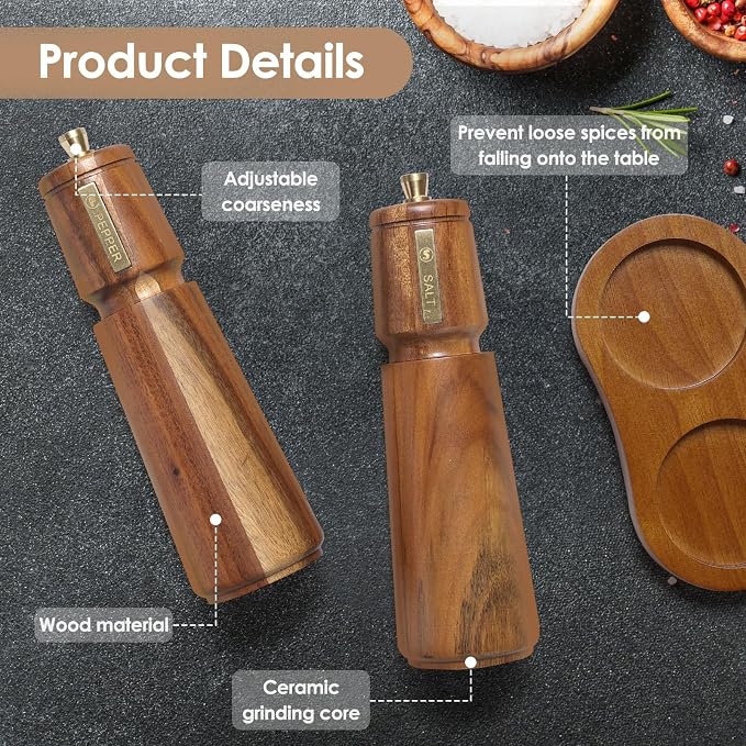 Wooden Salt and Pepper Grinder Set - Image 2