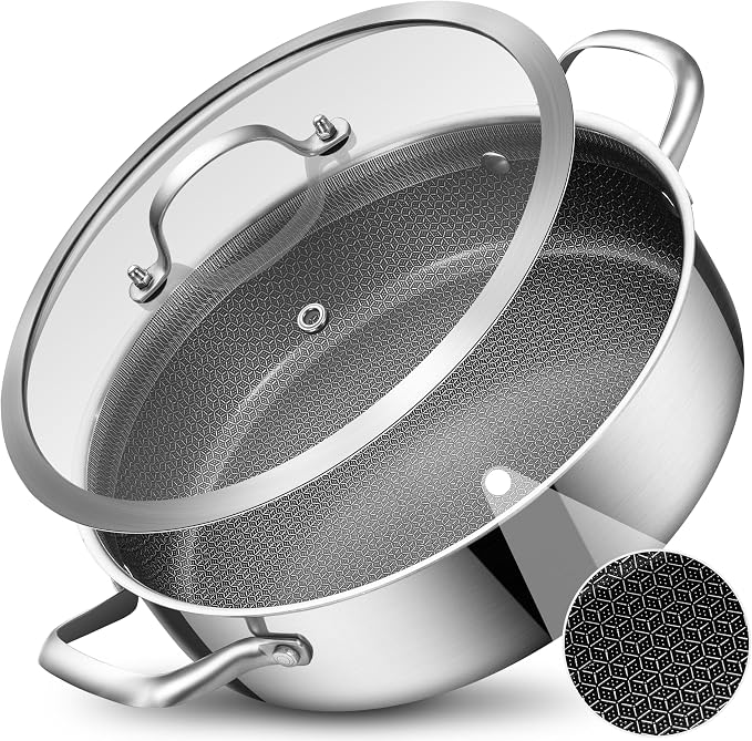 LOLYKITCH 5 QT Hybrid Ceramic Non Stick Tri-Ply Stainless Steel Sauté Pan by LolyKitch