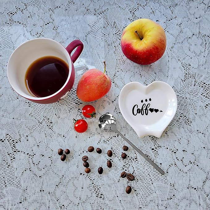 Heart-shaped Coffee Spoon Rest, Mini Coffee Spoon Holder, Small Ceramic Spoon - Image 2