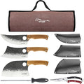 9 PCS Butcher Viking Camping Knife Set, 6.5" Viking Knife, 3 Knife Sheath by VITUER