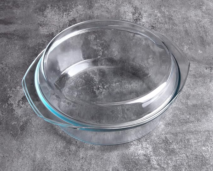 Round Tempered Glass Casserole Dish - 4QT - Image 3