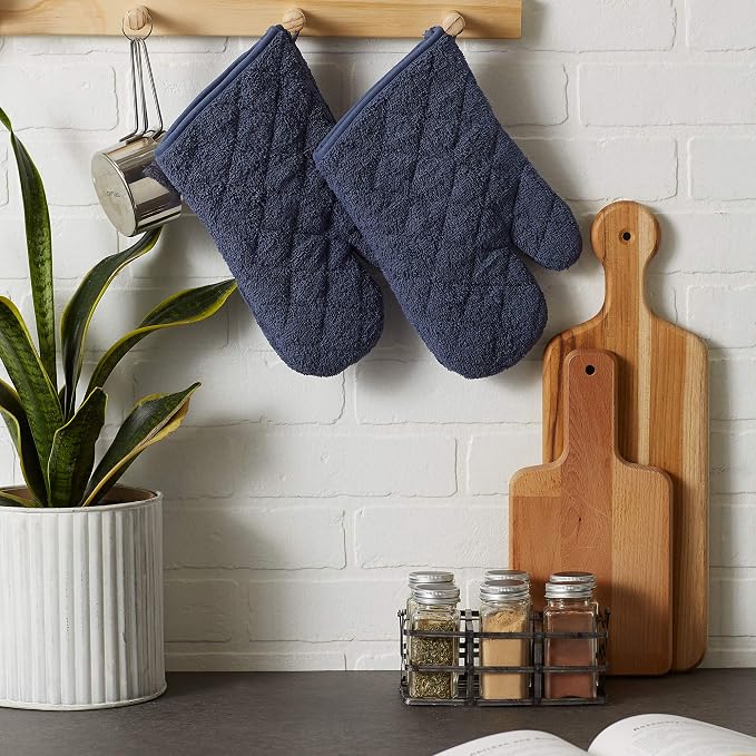 DII Basic Terry Collection 100% Cotton Quilted, Oven Mitt, French Blue - Image 5