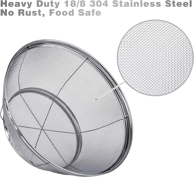 3 Pack Strainers for Kitchen, 18/8 Stainless Steel Colander, Fine Mesh Strainer - Image 2