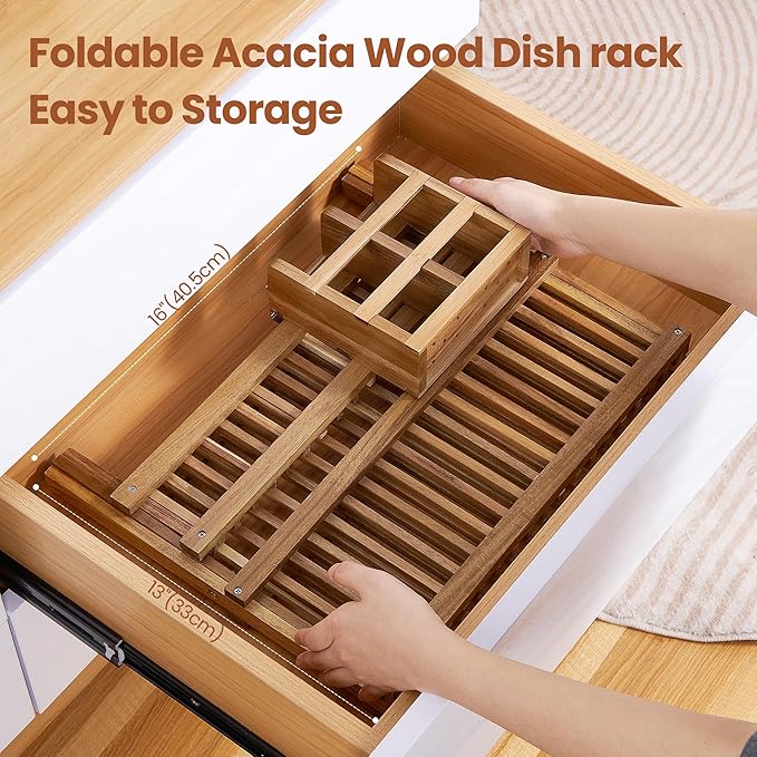 NOVAYEAH Acacia Wooden Dish Drying Rack - Image 7