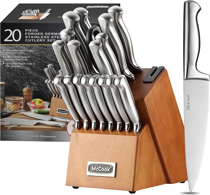 McCook® Kitchen Knife Sets, German Stainless Steel Knives Block Set by McCook