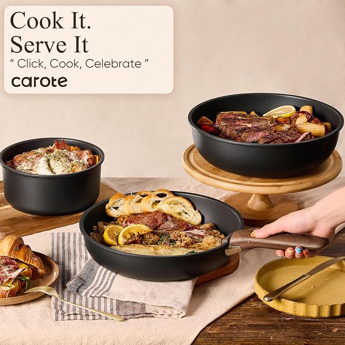 CAROTE 19pcs Pots and Pans Non Stick, Cookware Sets Detachable Handle, - Image 7