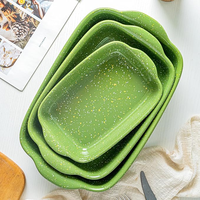 Ceramic Baking Dishes for Oven, Heavy Duty Bakeware Dish Set of 3, Rectangular - Image 5
