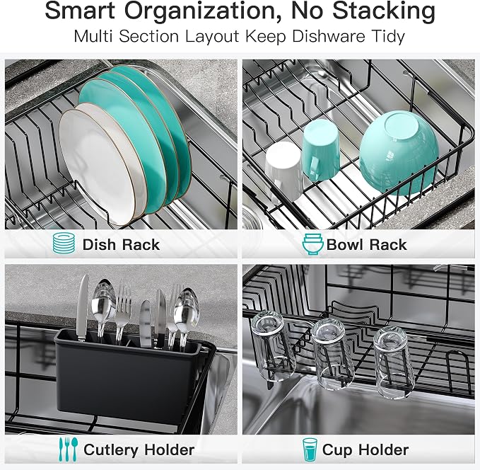JASIWAY Dish Drying Rack in Sink, Expandable Stainless Steel Dish Drainers - Image 7