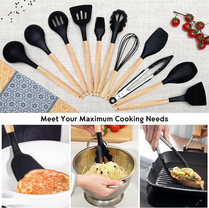 19 PCS Kitchen Cooking Utensils Set, 11 Pieces Silicone Cooking Utensils Set 6 - Image 3