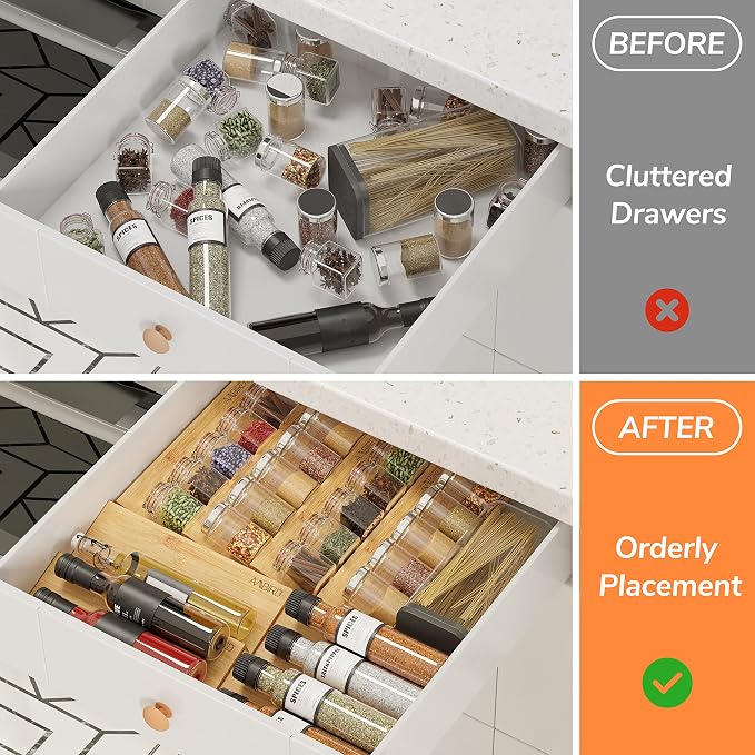 AMBIRD Bamboo Spice Drawer Organizer - Image 6