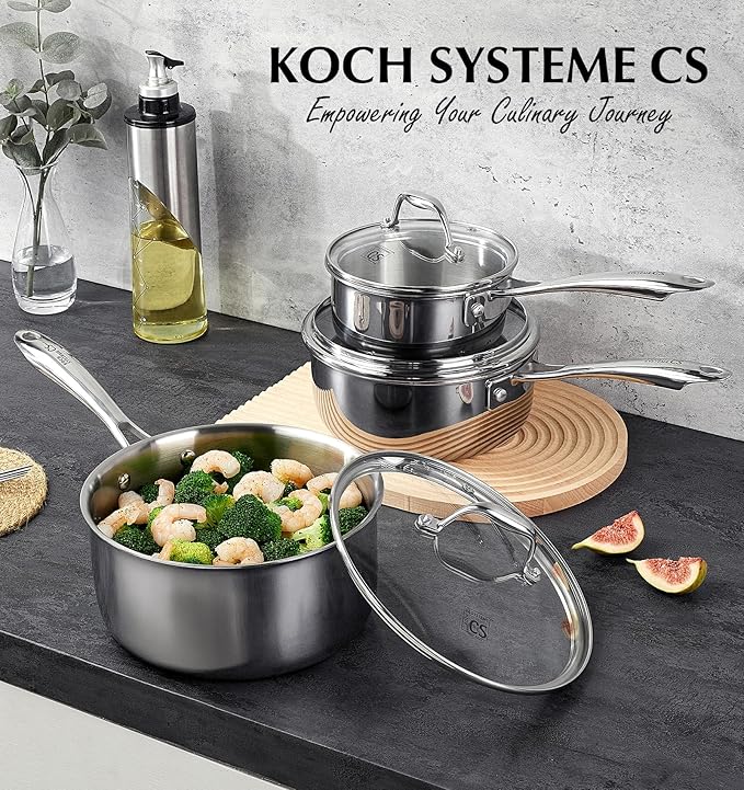 KOCH SYSTEME CS Triply Stainless Steel Saucepan, 3 Quart Stainless Steel Pot - Image 7