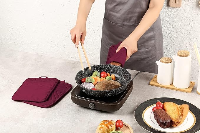 Oven Pot Holder with Pocket Cotton Heat Resistant Coaster Potholder Kitchen Hot - Image 4