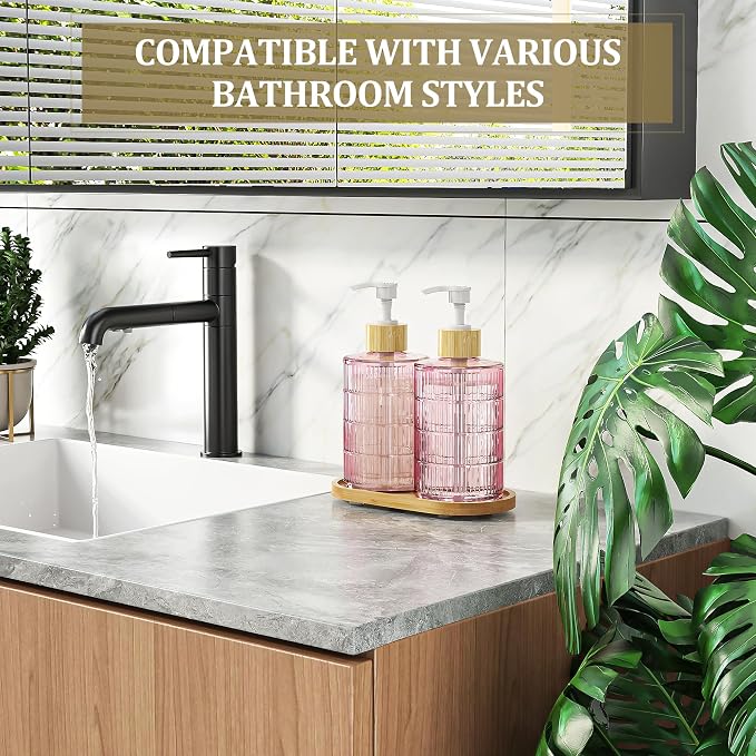MASADI Soap Dispenser Set with Bamboo Tray, Dish and Hand Soap Lotion Dispenser - Image 6