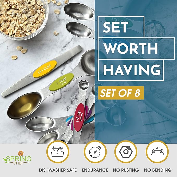 Spring Chef Stainless Steel Magnetic Measuring Spoons Set - Image 2