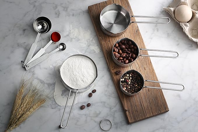 New Star Foodservice 42917 Stainless Steel 8-Piece Measuring Cups and Spoons - Image 2
