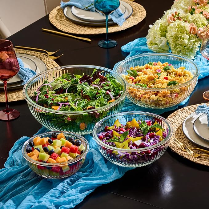 8pc Ribbed Glass Mixing Bowls - Image 9