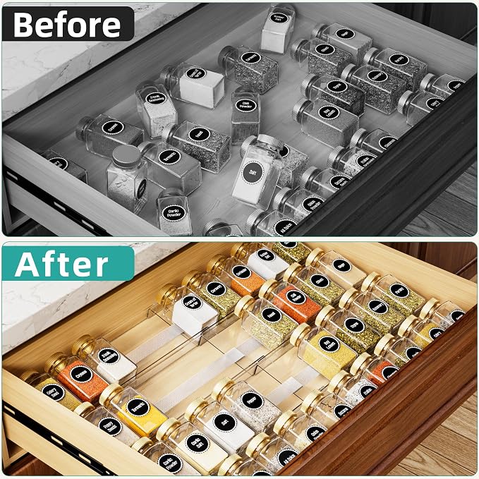 MIUKAA Acrylic Spice Drawer Organizer, 4 Tier - Image 6