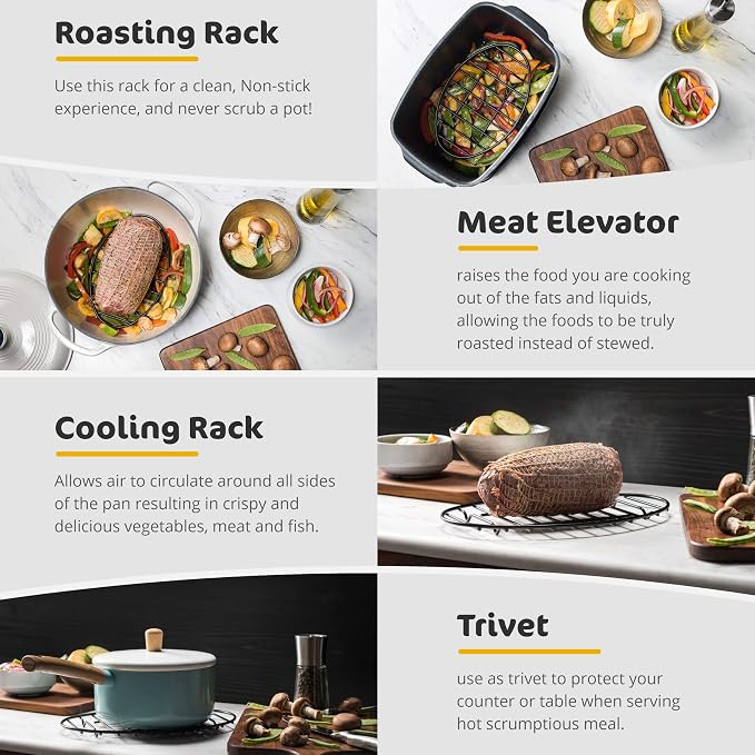 Black, Oval Oven Roasting Rack - Image 2