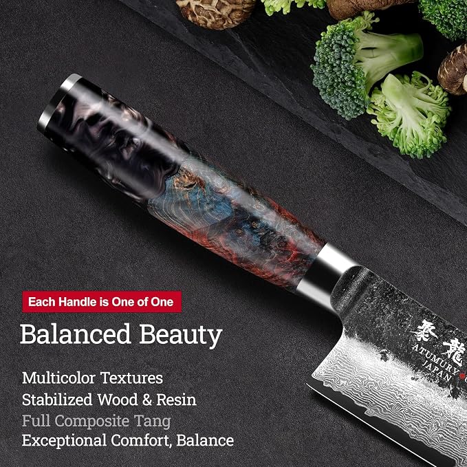 Japanese Santoku Knife 7 Inch, Hand Forged 67 Layers Damascus VG10 Steel Core - Image 4