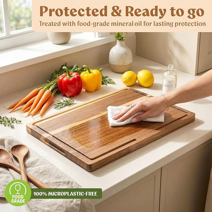 Acacia Wood Cutting Board for Kitchen, Non-Toxic Cutting Board Set of 3 - Image 9