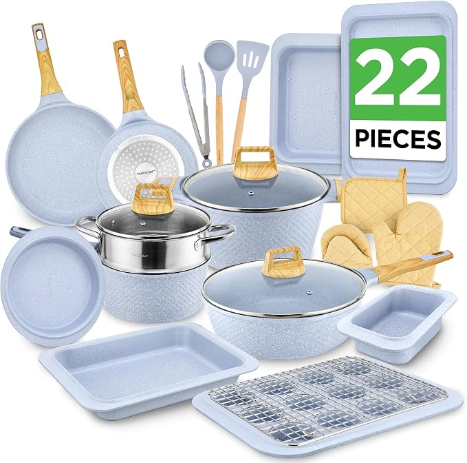 Nutrichef 22-Piece Cookware and Bakeware Set | Professional Home Kitchen by NutriChef%E2%84%A2Kitchen