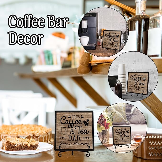 Coffee Bar Sign, Love is Brewing Farmhouse Tabletop Decor, Coffee and Tea Lover - Image 3